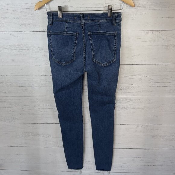 Free People Jeans Womens Size 27R Pintuck Raw Step Hem Mid Rise Medium Wash - Picture 10 of 15